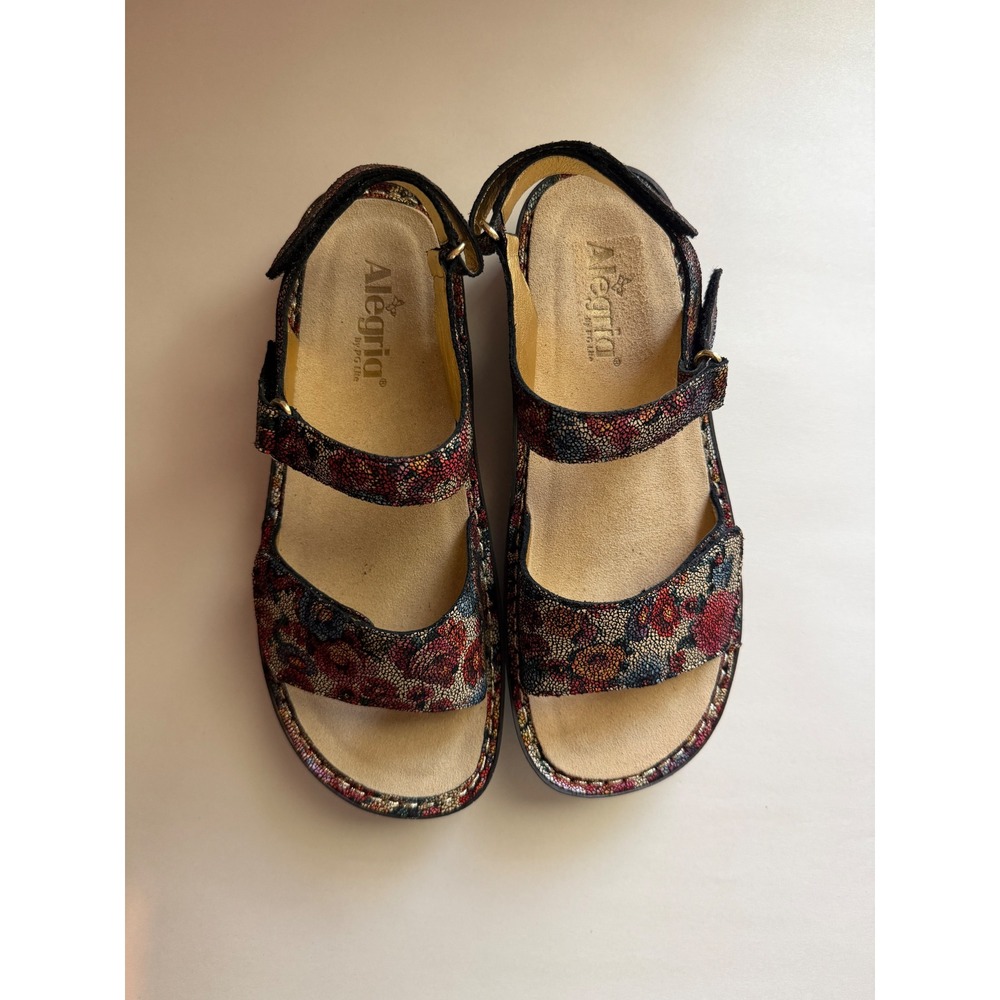 Alegria Vienna Floral Mosaic Leather Comfort Sandals Size 40 Boho Cottagecore
